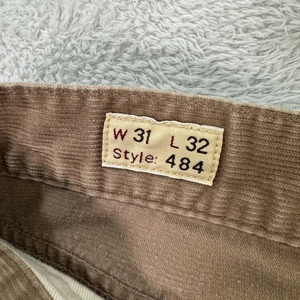 J. Crew 484 Slim Fit Mens 31x32 Corduroy Pants Tan Stretch Extra Slim Narrow